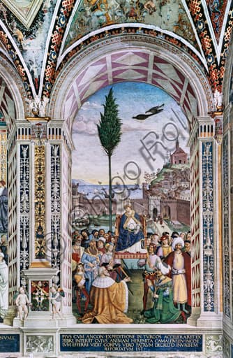 Affresco di Pinturicchio, Pio II benedice la flotta per la Terrasanta ad Ancona, Libreria Piccolomini Duomo Siena