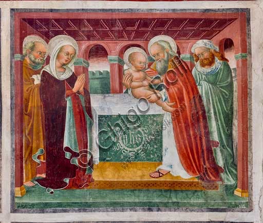 Fresco The Presentation of Jesus at the Temple by Giacomo Borlone De Buschis, Oratory of Disciplini Clusone, 1471