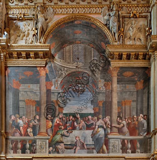 Affresco Presentazione di Gesù al Tempio di Luca Cambiaso, Cappella Lercari, Duomo di Genova