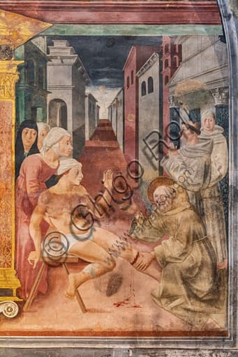 Fresco by Jacopo Vincioli - St. Anthony heals Leonardo of Padua in the Museum of St. Francis, Montefalco