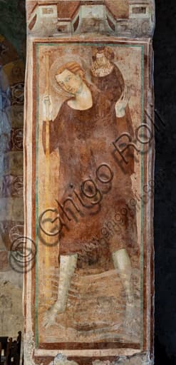 Affresco medievale di San Cristoforo, Orvieto, Badia dei Santi Severo e Martirio, XIII secolo.
