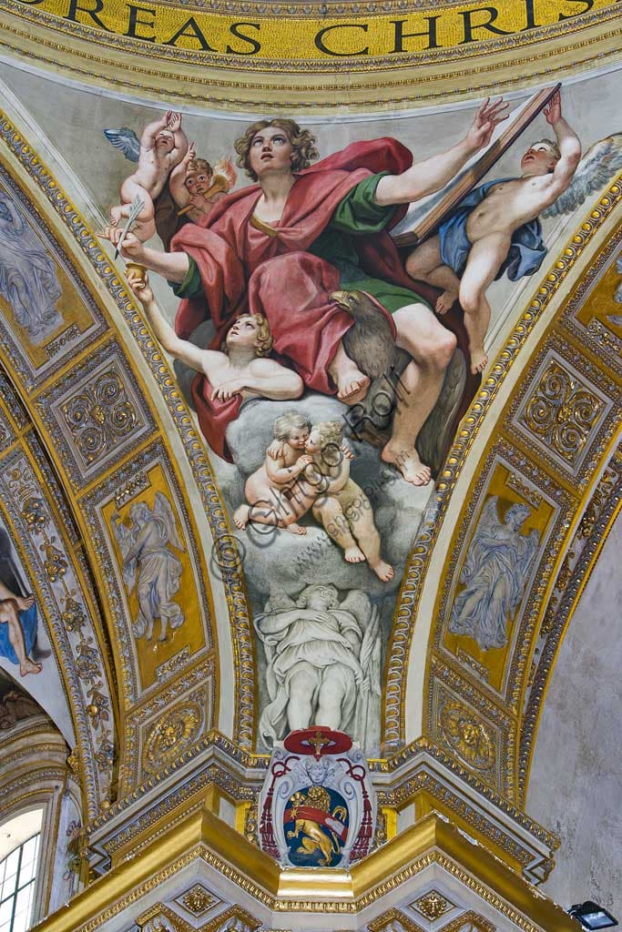 Fresco of St John the Evangelist in the dome pendentive, by Domenichino (1622-1628)