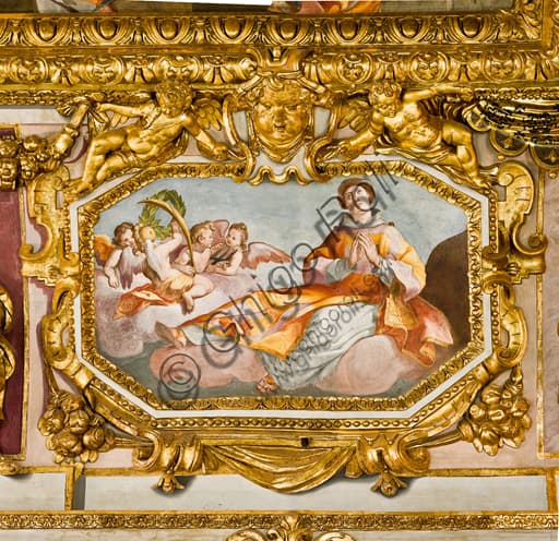 Fresco 'St. Lawrence' by Lazzaro Tavarone, presbytery vault of Genoa Cathedral (St. Lawrence Cathedral)