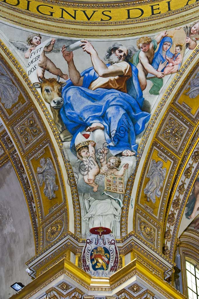 Fresco of Saint Luke the Evangelist, dome pendentive, Domenichino, Basilica of St Andrew della Valle Rome