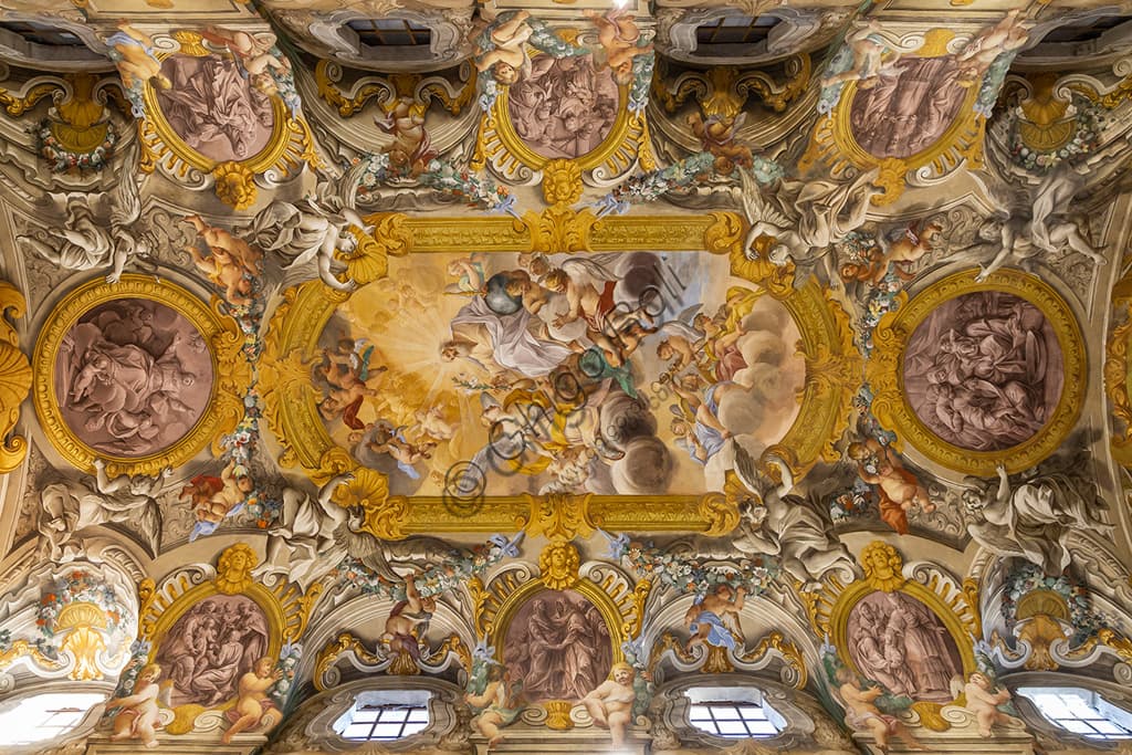 Baroque ceiling decoration with medallions of the Virgin's life, Nunziatina Church Todi
