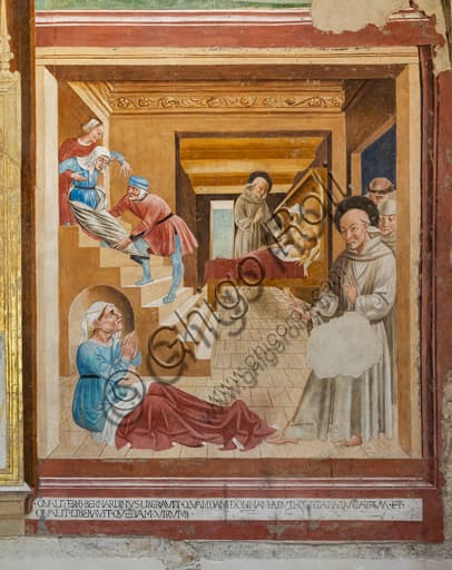 Fresco Stories of Saint Bernardino heals a man and a woman, Jacopo Vincioli, Montefalco St Francis Church