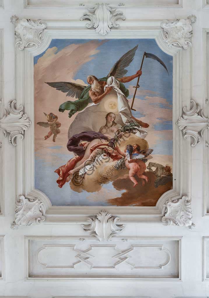 Ceiling fresco by Giambattista Tiepolo titled 'Time Discovers Truth' (1734) at Villa Loschi Motterle