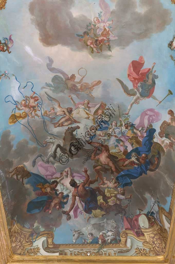 Detail Triumph of Peace fresco with chariot of Peace and Mars, Claudio Francesco Beaumont, Royal Palace Turin