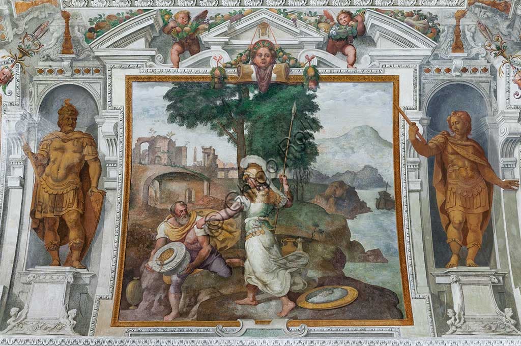 Fresco Ulysses Minerva vault hall Villa Pallavicino Genoa Giovanni Battista Castello il Bergamasco