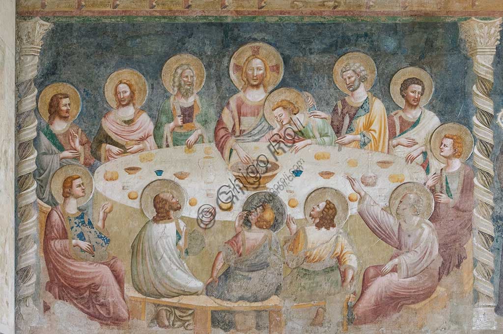 Last Supper fresco by Maestro di Tolentino, Refectory of Pomposa Abbey in Codigoro