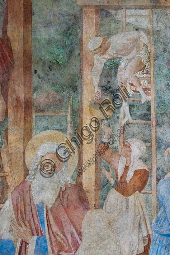 Particolare dell'affresco 'Vendemmia ed Ebbrezza di Noè' di Benozzo Gozzoli, Camposanto di Pisa