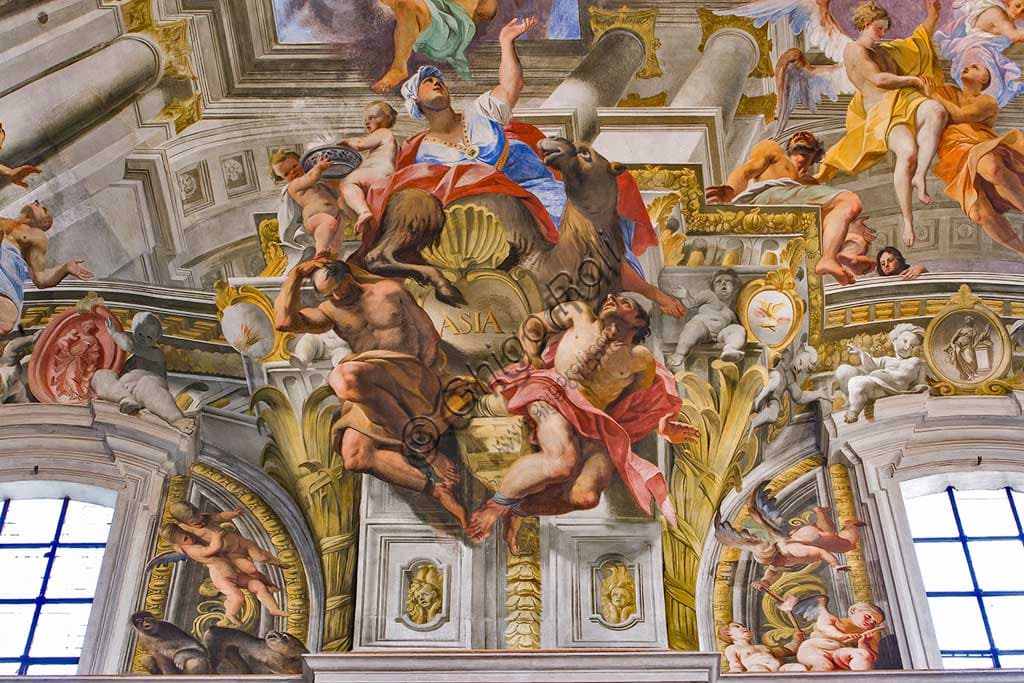 Fresco detail Allegory of Asia by Andrea Pozzo, pendentive vault St. Ignatius Church Rome