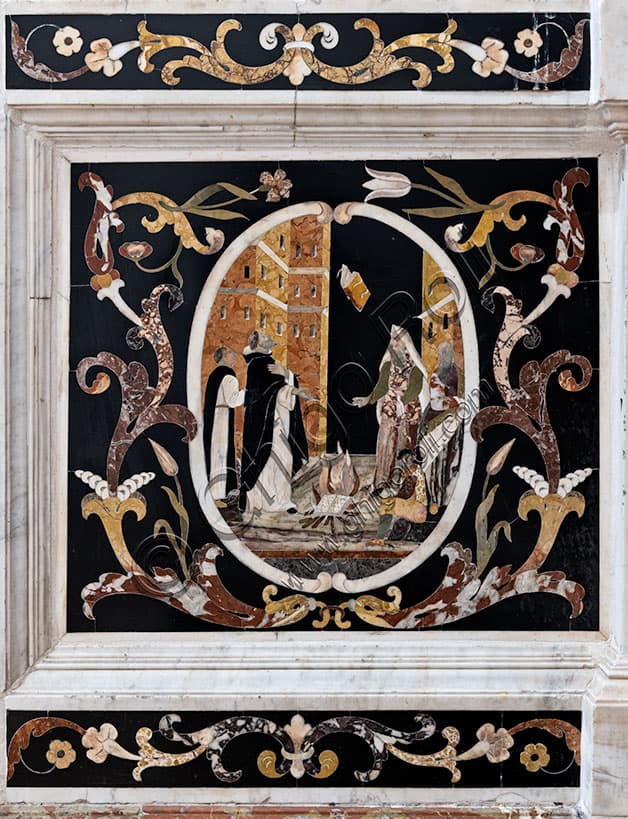 Detail of the Baroque main altar and ornate marble tabernacle in the Church of St. Corona, Vicenza