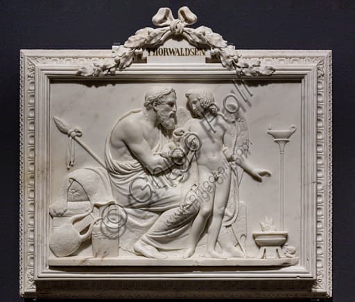 Marble sculpture Cupid and Anacreon by Bertel Thorvaldsen, 1824, neoclassical art