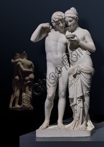 Carrara marble sculpture Cupid and Psyche by Bertel Thorvaldsen, 1861