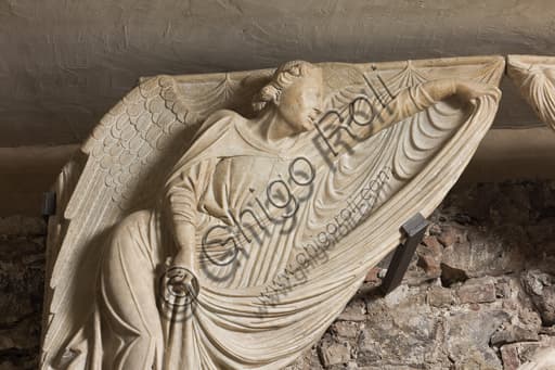 Sculptural detail of an angel from the funeral monument of Cardinal Luca Fieschi, Genoa Diocesan Museum