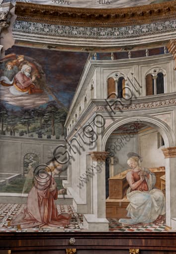 Fresco of the Annunciation by Filippo Lippi in the tholobate of Spoleto Cathedral's presbytery