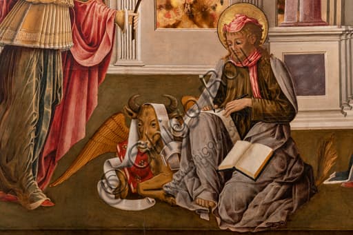 Detail of St Luke the Evangelist, Annunciation of the Notaries, Benedetto Bonfigli, National Gallery of Umbria Perugia Italy