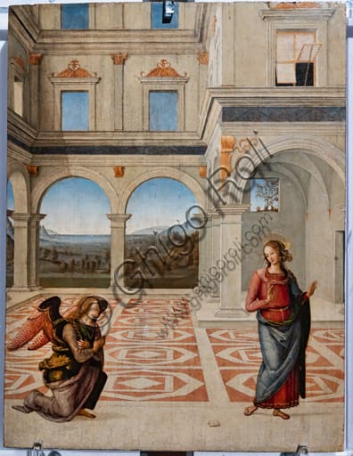 Dettaglio del dipinto L'Annunciazione di Pietro Vannucci, detto il Perugino, Galleria Nazionale dell'Umbria, Perugia