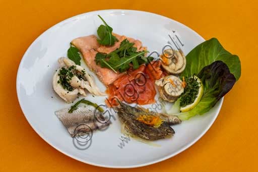 Cold appetizers of lake fish from Lake Maggiore, Imbarcadero Restaurant Isola Pescatori