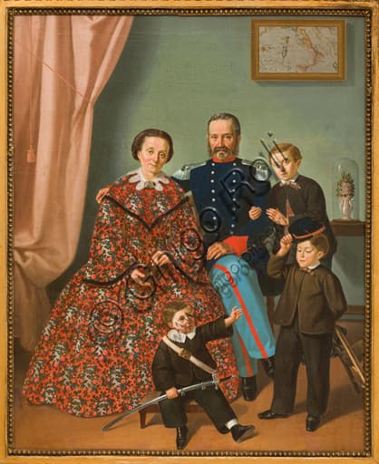 Family painting by Italian artist Antonio Boldini, oil on canvas artwork