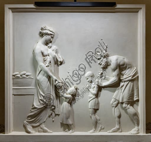 Plaster sculpture 'Feeding the Hungry' by Antonio Canova, 1795, Neoclassical artwork