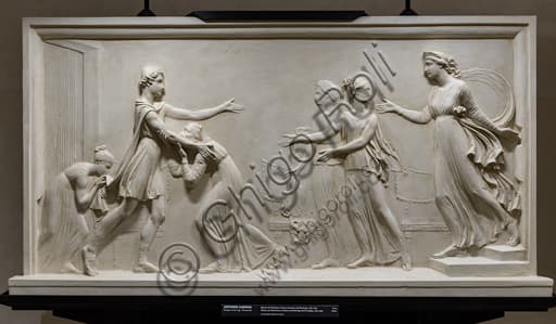 Plaster sculpture by Antonio Canova, Return of Telemachus to Ithaca and meeting with Penelope, 1787-90, Neoclassical art