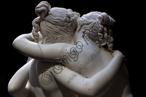 Antonio Canova's marble sculpture The Three Graces, detail of the three goddesses' embrace