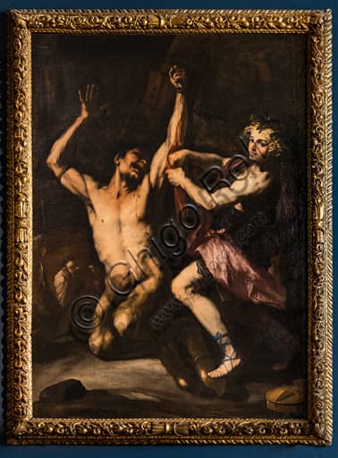 Painting Apollo skinning Marsyas by Luca Giordano, circa 1678 oil on canvas, Baroque art