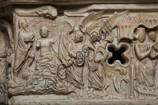 Particolare del Battesimo di Cristo sull'Arca delle reliquie di San Giovanni Battista, Duomo di Genova