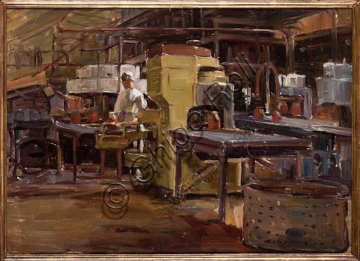 'Jam Factory' oil on plywood painting by Italian artist Arcangelo Salvarani