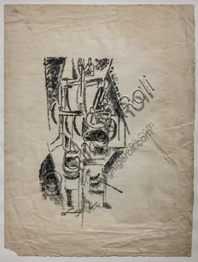 Mendicante di Ardengo Soffici, 1915, vitrografia a olio, Museo Novecento Firenze