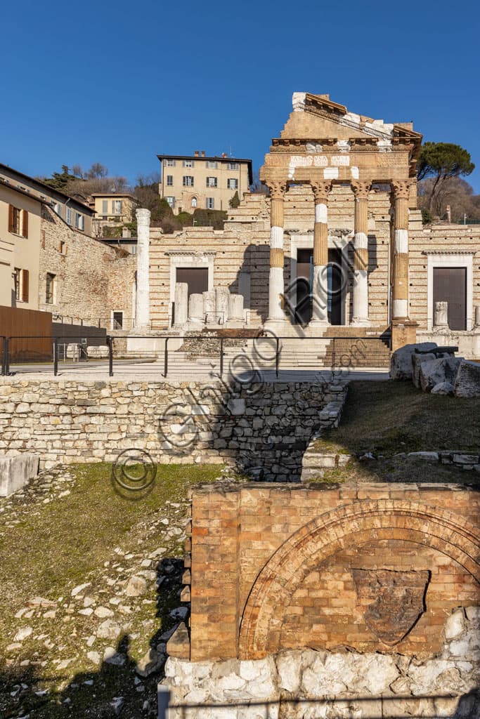 View of the archaeological area of the Capitolium and the Roman Forum in Brescia (Brixia), UNESCO World Heritage site