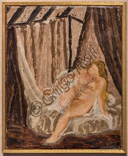 Artwork 'Awakening' by Arturo Martini, oil on cardboard exhibited at the Museo Novecento in Florence