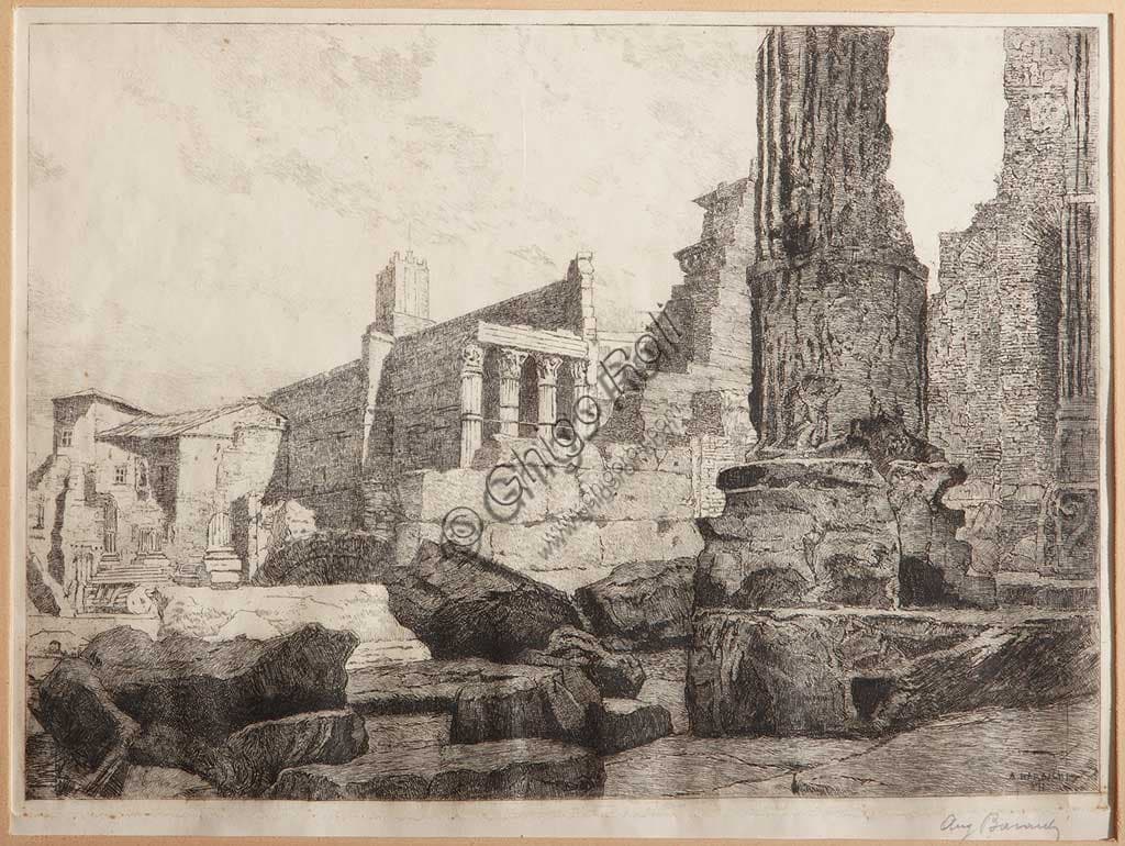 Acquaforte di Augusto Baracchi, Foro di Augusto con il Tempio di Marte Ultore a Roma
