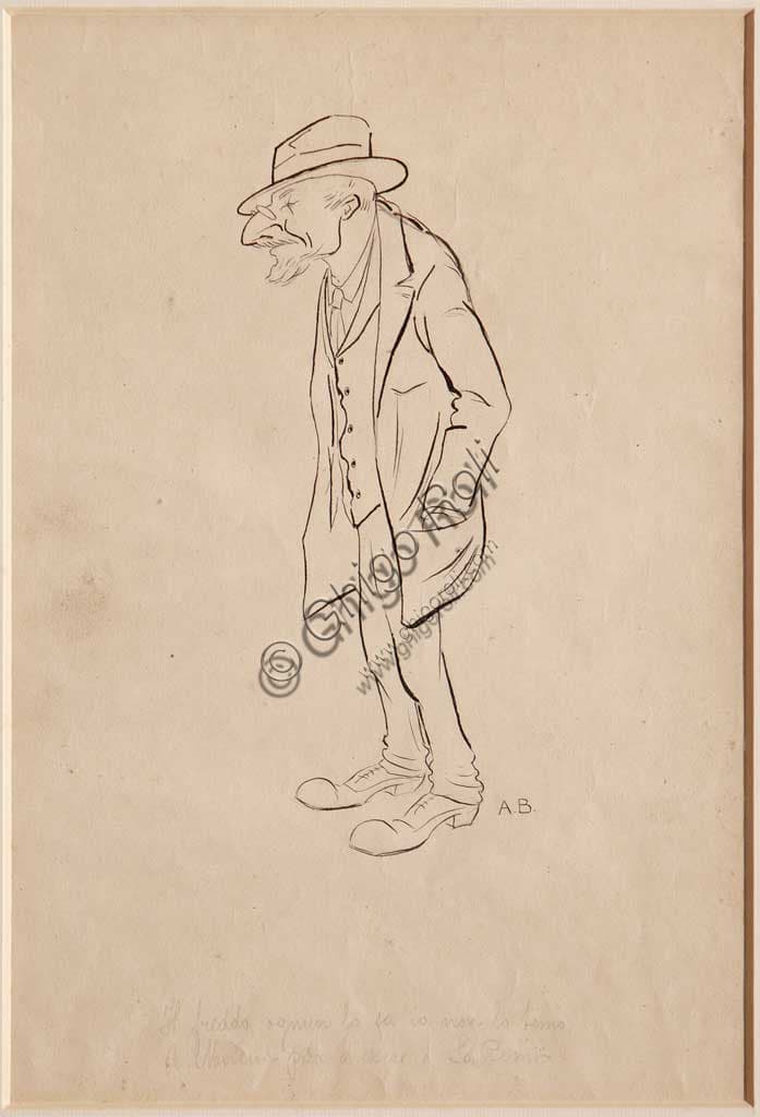 Ritratto a matita e inchiostro dell'avvocato Nino Modena, disegno di Augusto Baracchi del 1905
