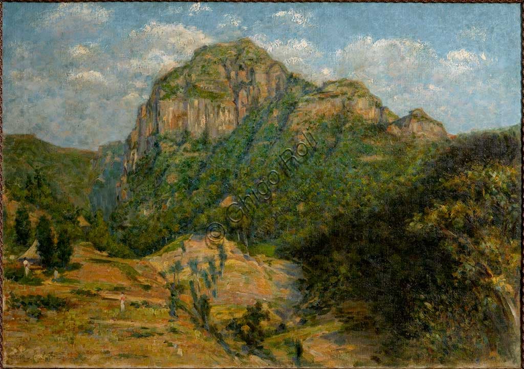 Dipinto Paesaggio Africano di Augusto Valli, pittore italiano, olio su tela