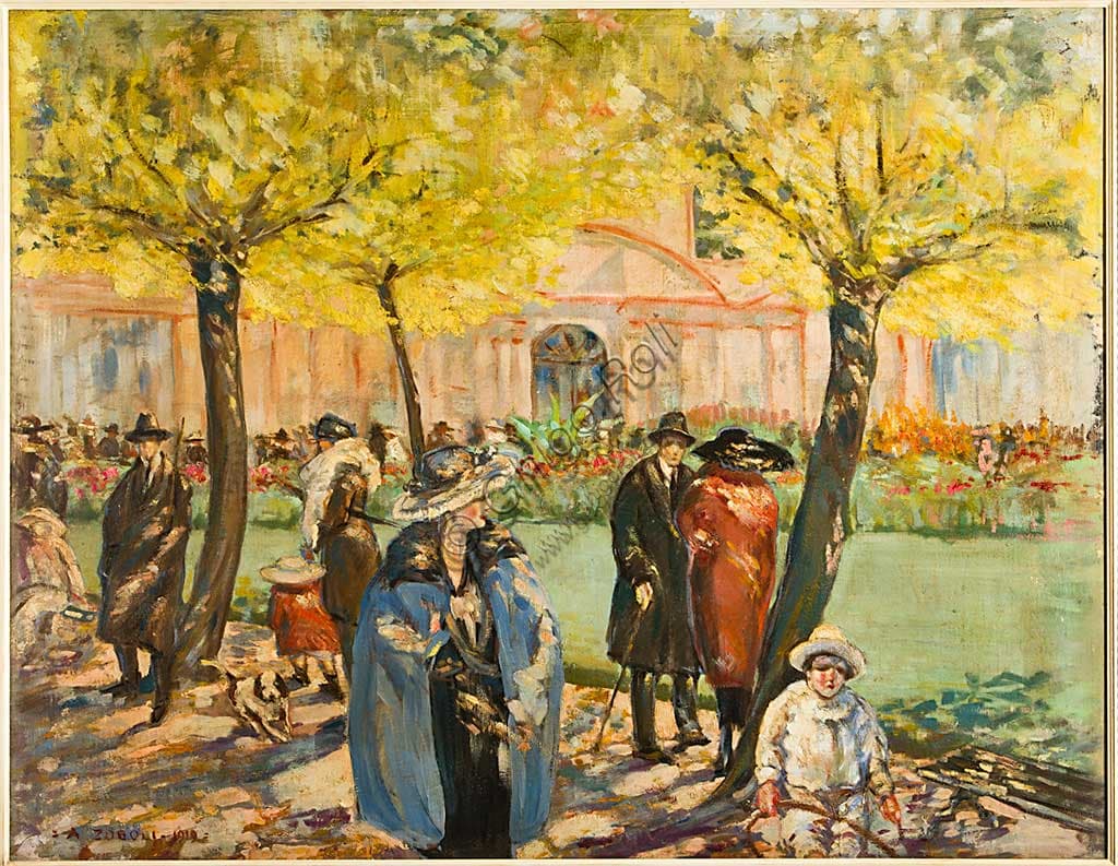 Dipinto olio su tela Palazzina dei Giardini Modena di Augusto Zoboli, Collezione Assicoop Unipol
