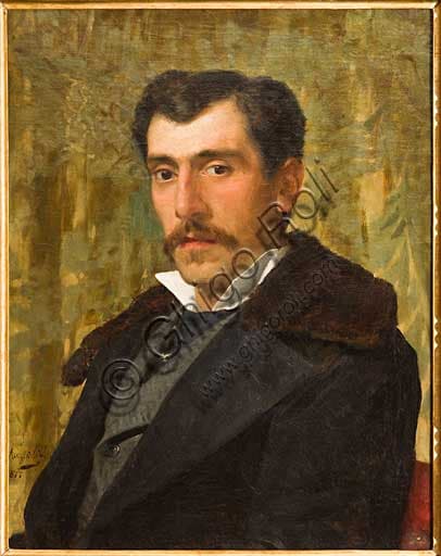Autoritratto del pittore Giovanni Muzzioli, olio su tela, dettaglio visivo dell'opera