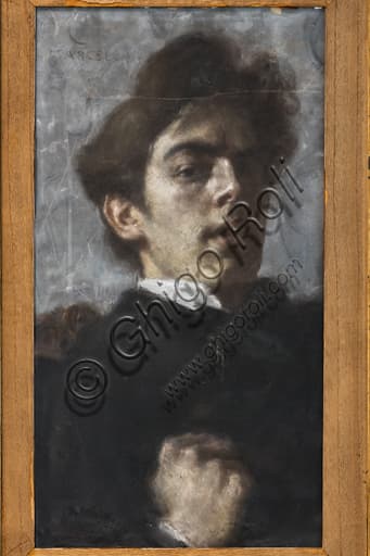 Self-portrait in pastel on paper by Marcello Dudovich, 1895. Portrait of the artist.