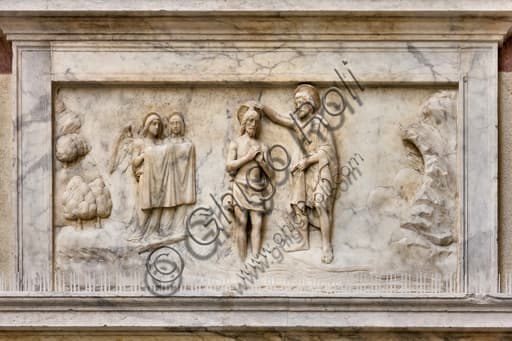 Fresco 'The Baptism of Christ' by Gerolamo Viscardi in the Baptistery of Genoa's St. Lawrence Cathedral