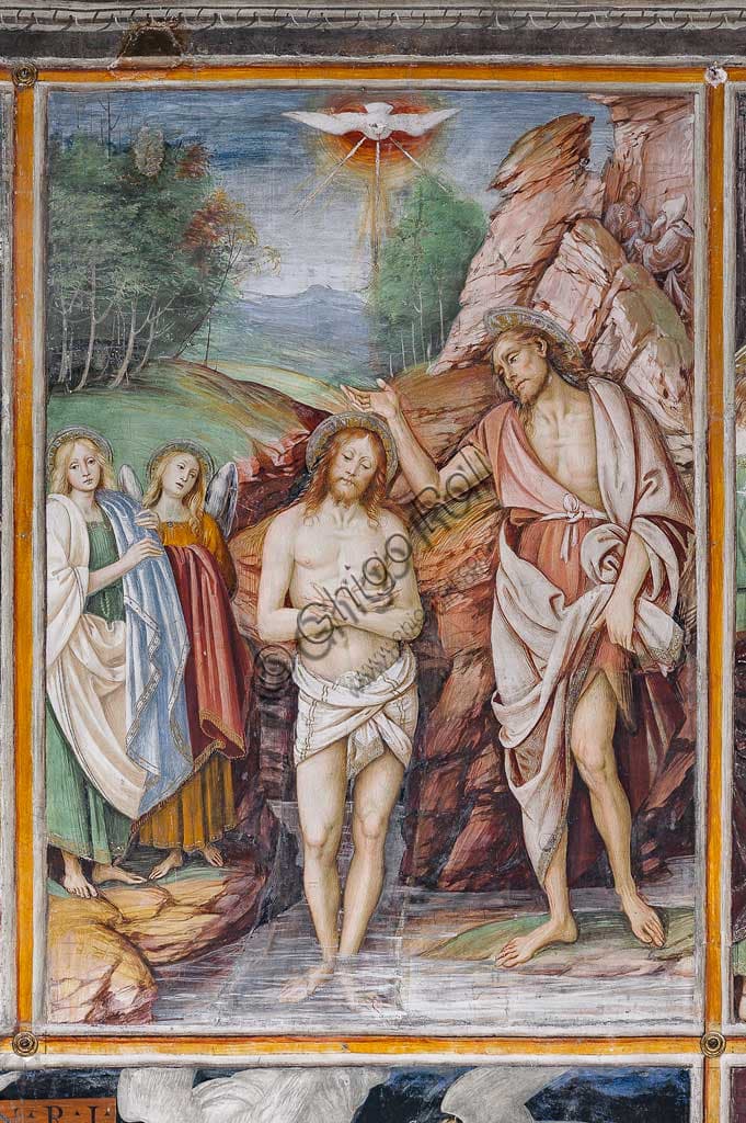 Dettaglio dell'affresco Il Battesimo di Gesù di Gaudenzio Ferrari, 1513