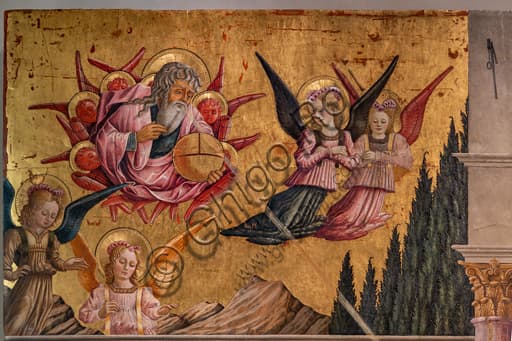 Detail of God and angels, Annunciation of the Notaries by Benedetto Bonfigli, National Gallery of Umbria Perugia Italy