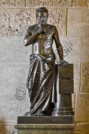 Bronze statue of Archimedes, artwork by Benedetto Civiletti dated 1893, Palace of the Normans Palermo