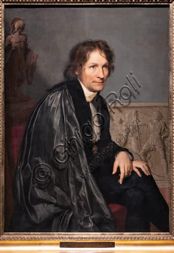 Oil on canvas painting of Bertel Thorvaldsen in academic uniform, portrait by Carl Vogel von Vogelstein from 1815