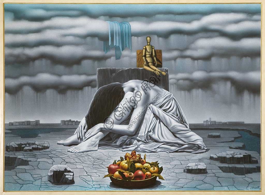 Painting "Chromatic Black and White" by Ivano Biasetti, oil on canvas 1998, Assicoop-Unipol Collection