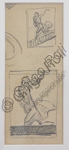 Original pencil sketch by Marcello Dudovich for the La Rinascente poster, 1930s