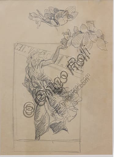 Preparatory sketch for La Rinascente advertising poster by Marcello Dudovich, pencil on paper 1930-1940