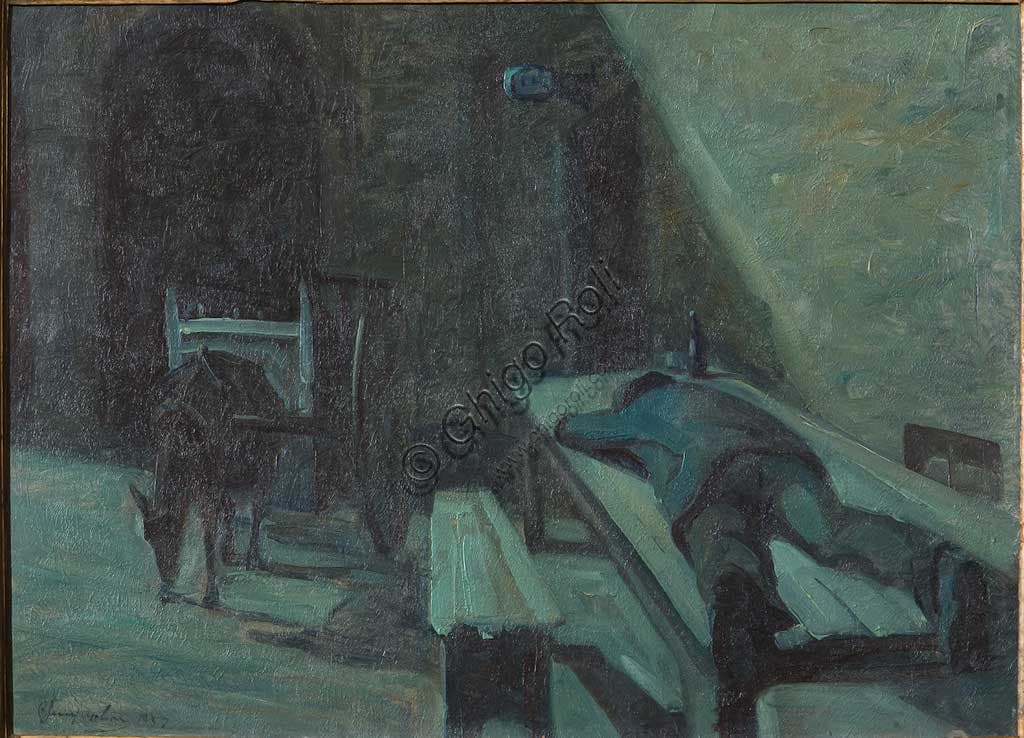 Dipinto L'Ubriaco, olio su compensato di Bruno Semprebon, esempio di pittura realistica italiana