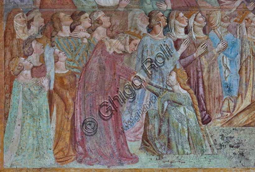 Detail of the Last Judgement fresco by Buffalmacco, Pisa Camposanto: group of righteous and elect women